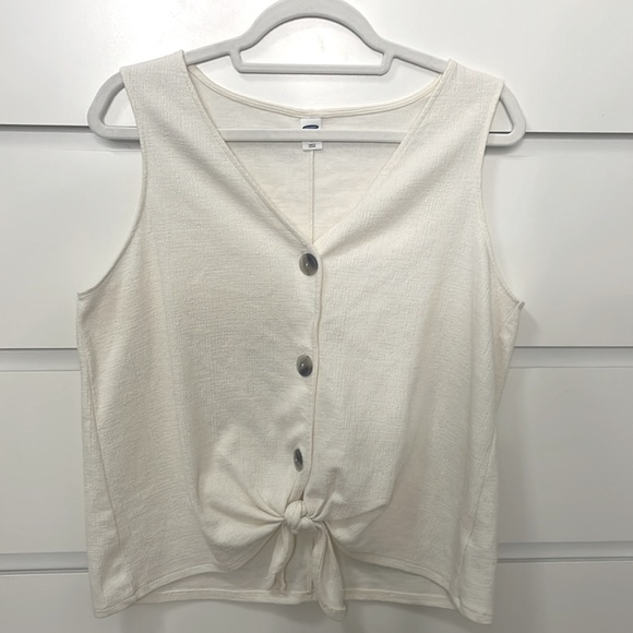 OLD NAVY Cropped Tie-Hem Textured-Knit Sleeveless Top L nwot - Picture 6 of 8